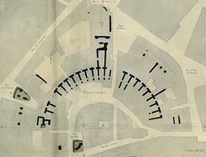 Baltard, Architectural plan and details of  the Theater of  Pompey